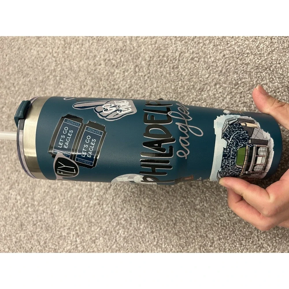 The Memory Company Philadelphia Eagles Tumbler Unisex 34oz Teal New Cheer Design